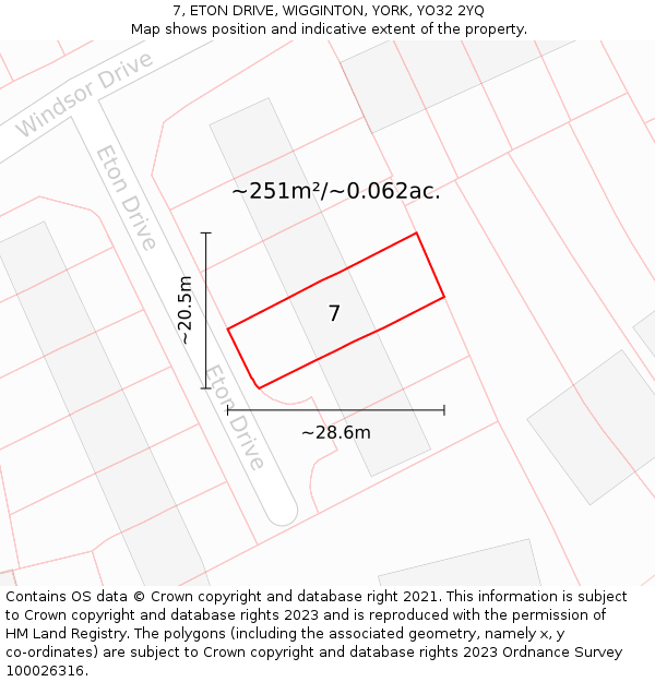 7, ETON DRIVE, WIGGINTON, YORK, YO32 2YQ: Plot and title map