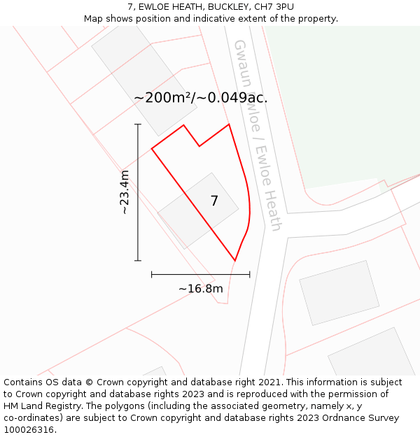 7, EWLOE HEATH, BUCKLEY, CH7 3PU: Plot and title map