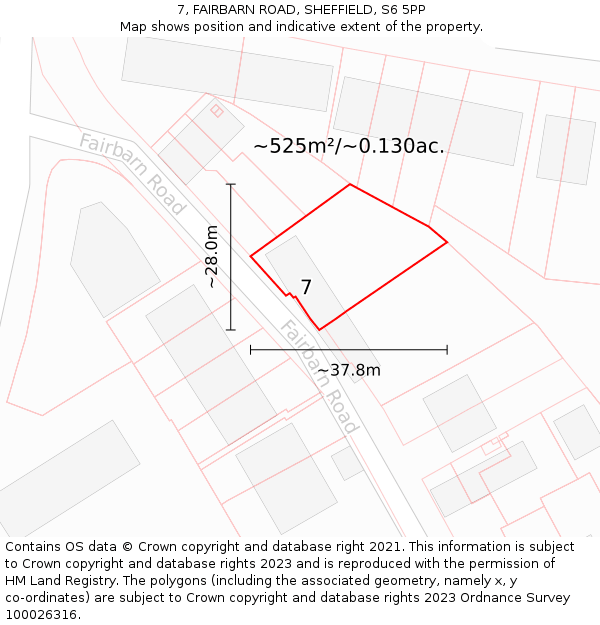 7, FAIRBARN ROAD, SHEFFIELD, S6 5PP: Plot and title map
