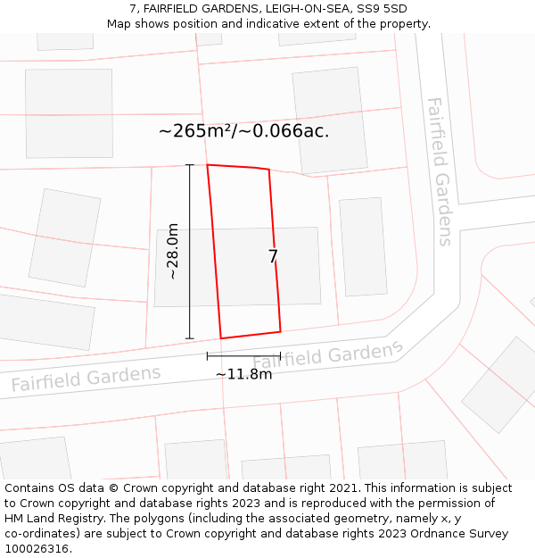 7, FAIRFIELD GARDENS, LEIGH-ON-SEA, SS9 5SD: Plot and title map