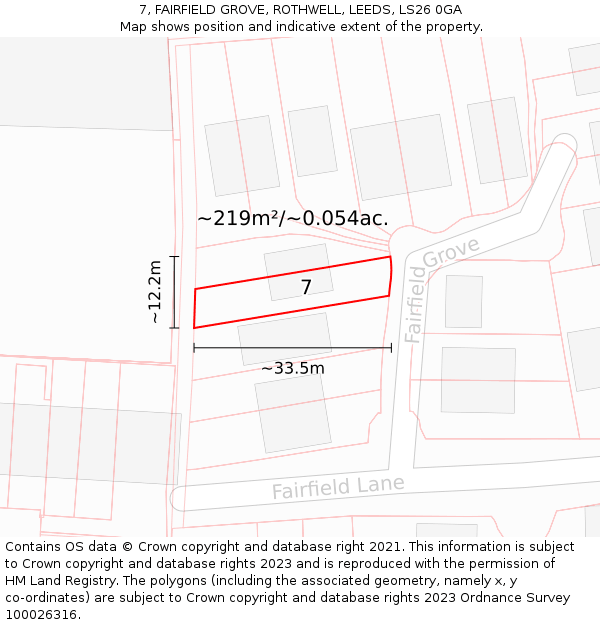 7, FAIRFIELD GROVE, ROTHWELL, LEEDS, LS26 0GA: Plot and title map