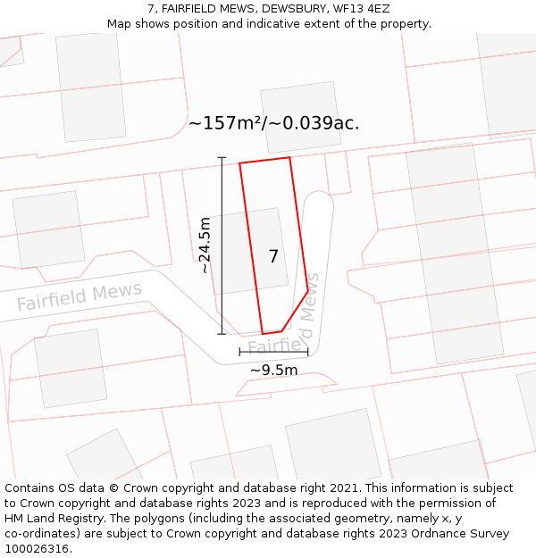 7, FAIRFIELD MEWS, DEWSBURY, WF13 4EZ: Plot and title map