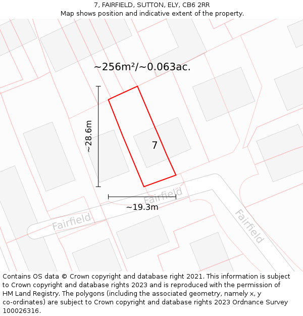 7, FAIRFIELD, SUTTON, ELY, CB6 2RR: Plot and title map
