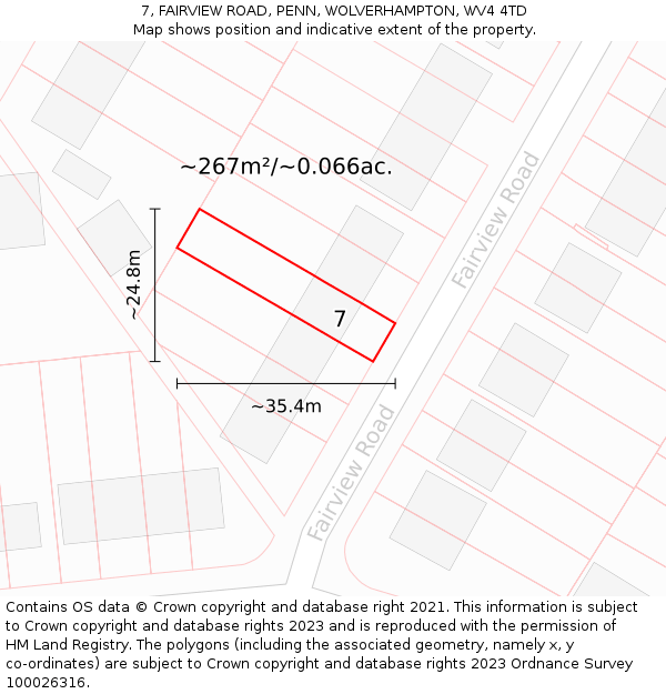 7, FAIRVIEW ROAD, PENN, WOLVERHAMPTON, WV4 4TD: Plot and title map