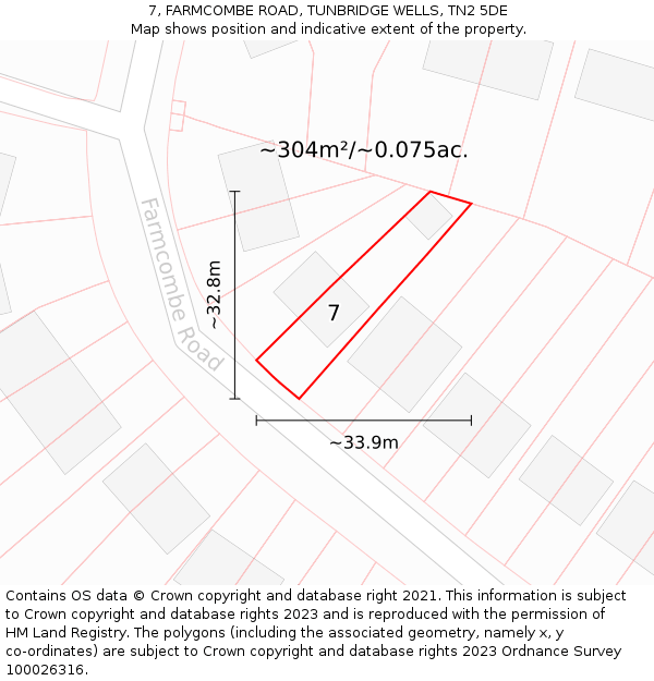 7, FARMCOMBE ROAD, TUNBRIDGE WELLS, TN2 5DE: Plot and title map