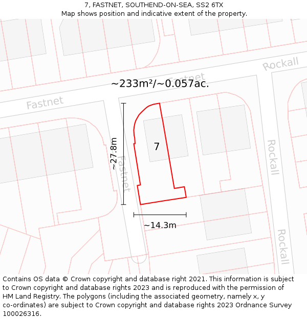 7, FASTNET, SOUTHEND-ON-SEA, SS2 6TX: Plot and title map