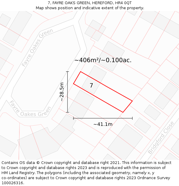 7, FAYRE OAKS GREEN, HEREFORD, HR4 0QT: Plot and title map