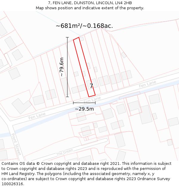 7, FEN LANE, DUNSTON, LINCOLN, LN4 2HB: Plot and title map