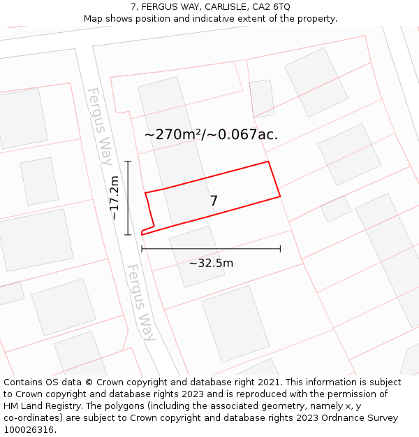 7, FERGUS WAY, CARLISLE, CA2 6TQ: Plot and title map
