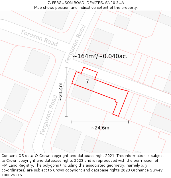 7, FERGUSON ROAD, DEVIZES, SN10 3UA: Plot and title map