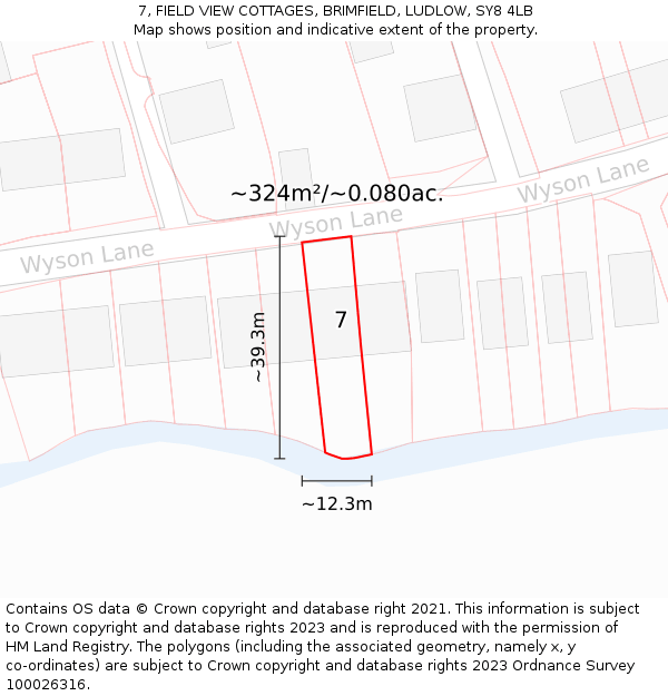 7, FIELD VIEW COTTAGES, BRIMFIELD, LUDLOW, SY8 4LB: Plot and title map
