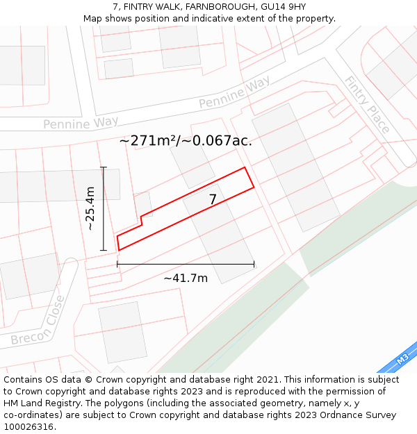 7, FINTRY WALK, FARNBOROUGH, GU14 9HY: Plot and title map