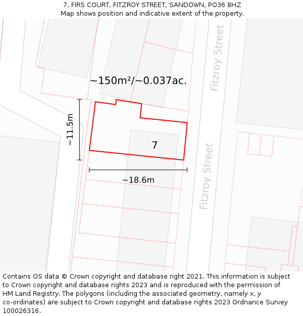 7, FIRS COURT, FITZROY STREET, SANDOWN, PO36 8HZ: Plot and title map