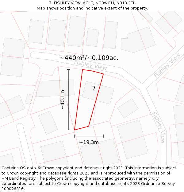 7, FISHLEY VIEW, ACLE, NORWICH, NR13 3EL: Plot and title map
