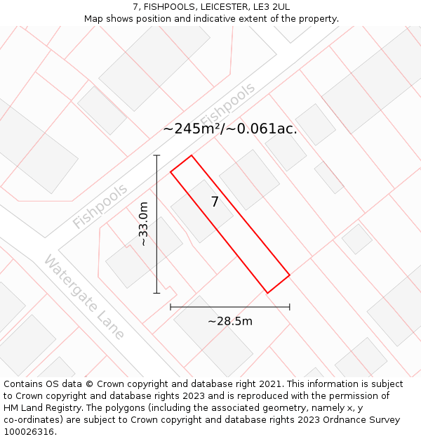 7, FISHPOOLS, LEICESTER, LE3 2UL: Plot and title map