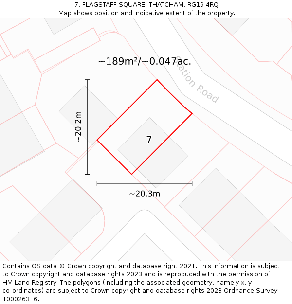 7, FLAGSTAFF SQUARE, THATCHAM, RG19 4RQ: Plot and title map