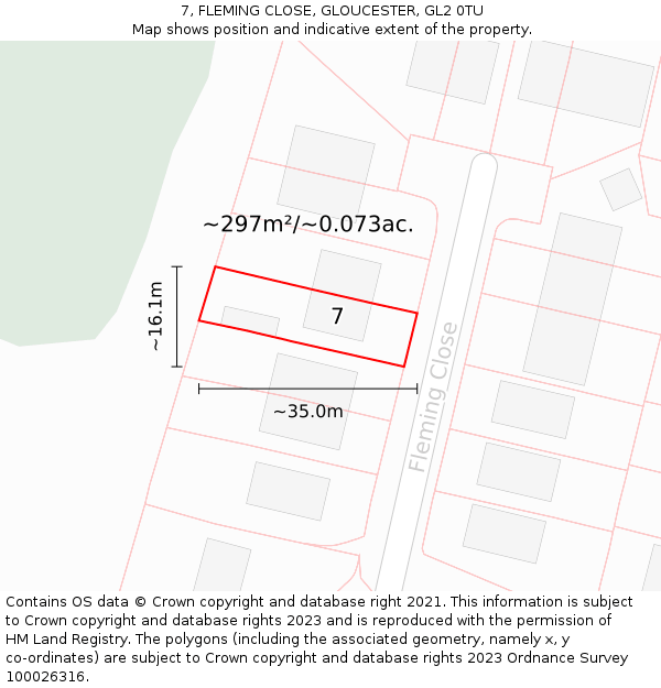 7, FLEMING CLOSE, GLOUCESTER, GL2 0TU: Plot and title map