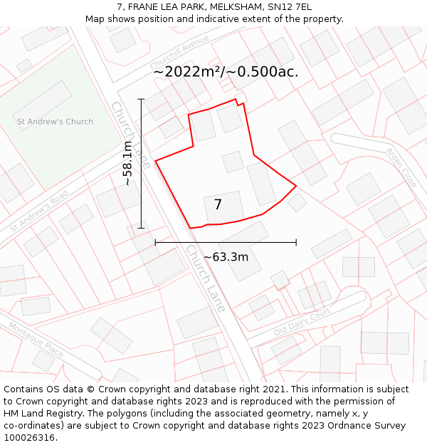 7, FRANE LEA PARK, MELKSHAM, SN12 7EL: Plot and title map