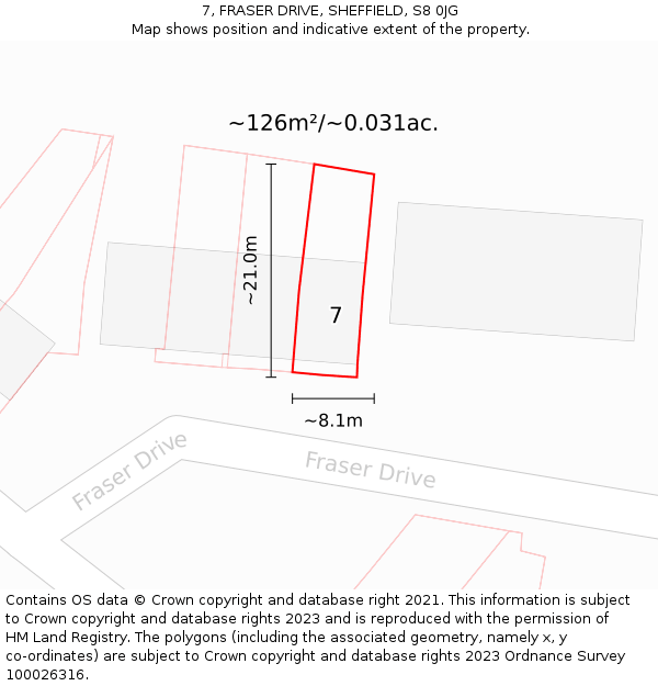 7, FRASER DRIVE, SHEFFIELD, S8 0JG: Plot and title map