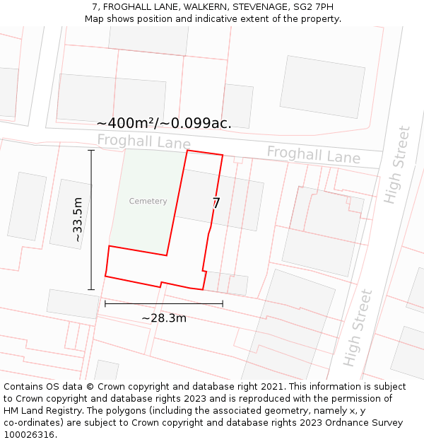 7, FROGHALL LANE, WALKERN, STEVENAGE, SG2 7PH: Plot and title map
