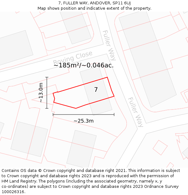 7, FULLER WAY, ANDOVER, SP11 6UJ: Plot and title map