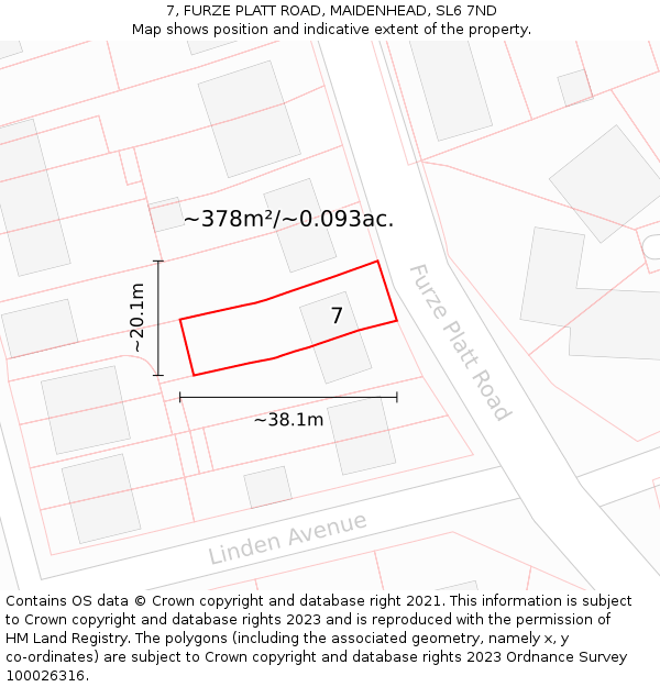 7, FURZE PLATT ROAD, MAIDENHEAD, SL6 7ND: Plot and title map