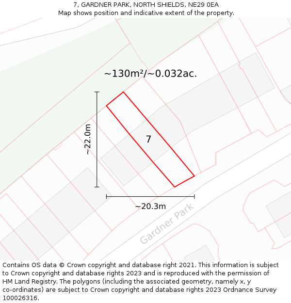 7, GARDNER PARK, NORTH SHIELDS, NE29 0EA: Plot and title map