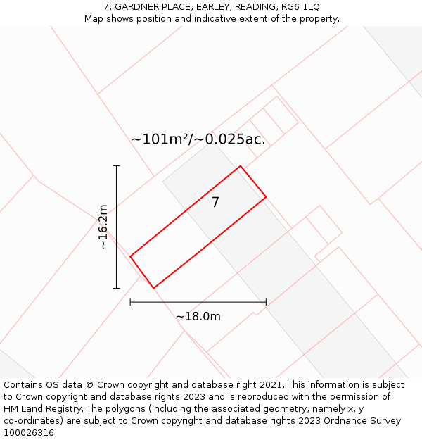 7, GARDNER PLACE, EARLEY, READING, RG6 1LQ: Plot and title map