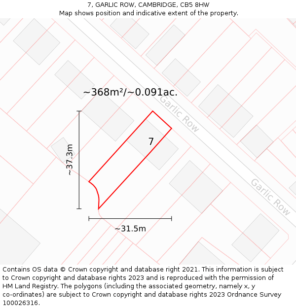 7, GARLIC ROW, CAMBRIDGE, CB5 8HW: Plot and title map