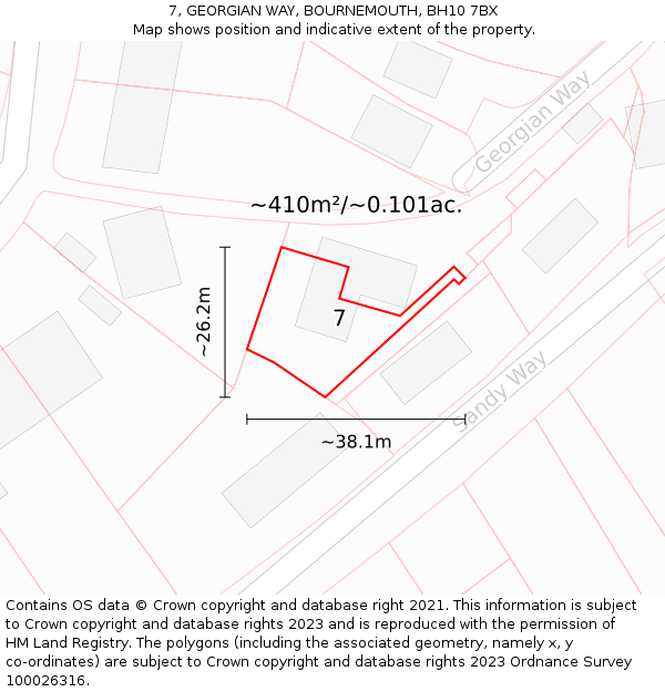 7, GEORGIAN WAY, BOURNEMOUTH, BH10 7BX: Plot and title map
