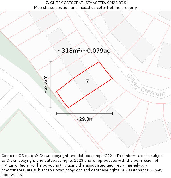 7, GILBEY CRESCENT, STANSTED, CM24 8DS: Plot and title map