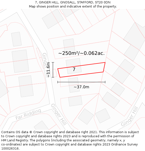 7, GINGER HILL, GNOSALL, STAFFORD, ST20 0DN: Plot and title map