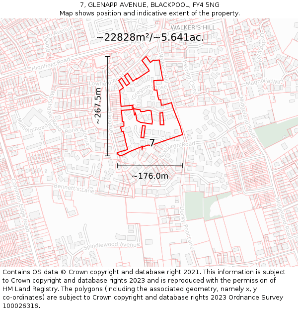 7, GLENAPP AVENUE, BLACKPOOL, FY4 5NG: Plot and title map