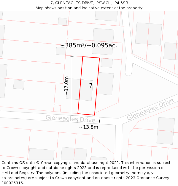 7, GLENEAGLES DRIVE, IPSWICH, IP4 5SB: Plot and title map