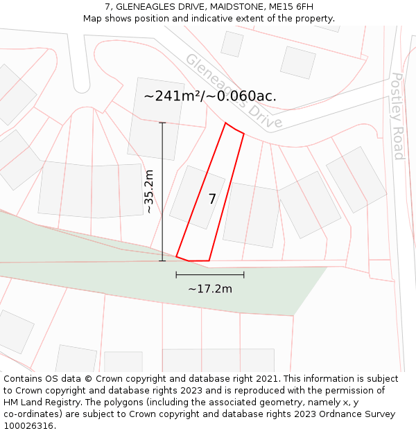 7, GLENEAGLES DRIVE, MAIDSTONE, ME15 6FH: Plot and title map