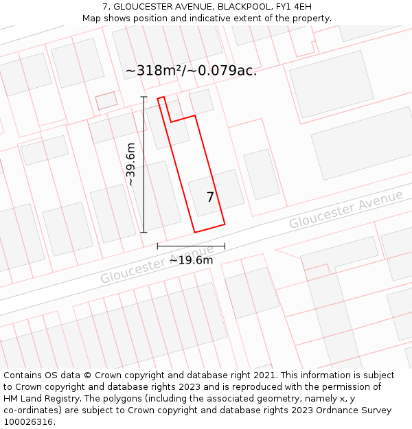 7, GLOUCESTER AVENUE, BLACKPOOL, FY1 4EH: Plot and title map