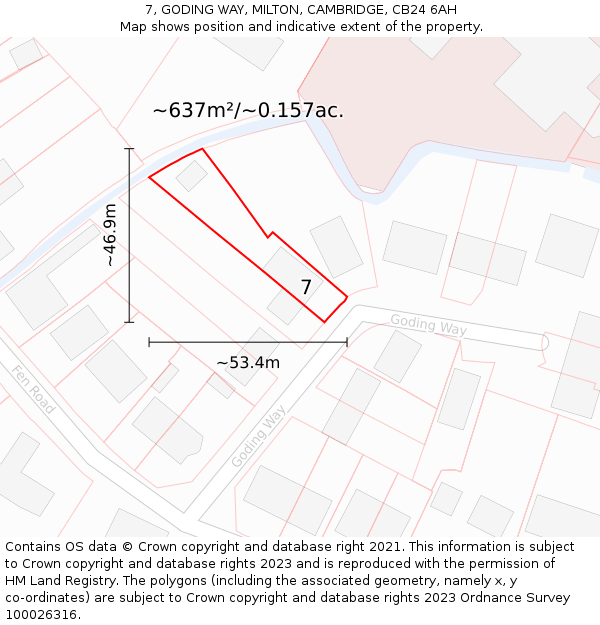 7, GODING WAY, MILTON, CAMBRIDGE, CB24 6AH: Plot and title map
