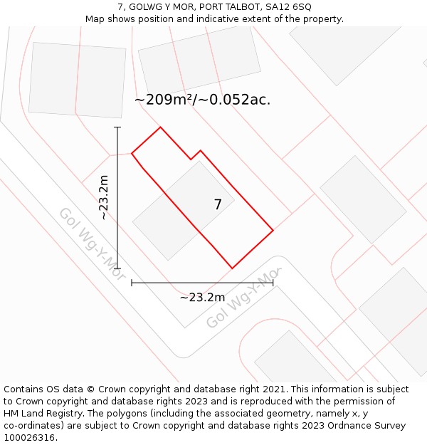 7, GOLWG Y MOR, PORT TALBOT, SA12 6SQ: Plot and title map