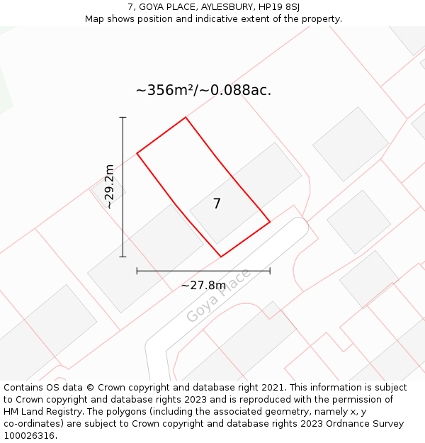 7, GOYA PLACE, AYLESBURY, HP19 8SJ: Plot and title map