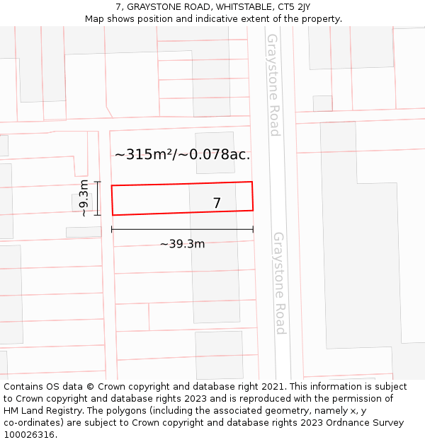 7, GRAYSTONE ROAD, WHITSTABLE, CT5 2JY: Plot and title map