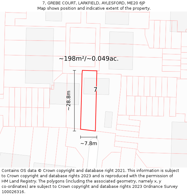 7, GREBE COURT, LARKFIELD, AYLESFORD, ME20 6JP: Plot and title map
