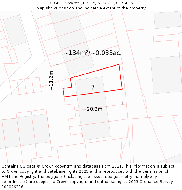 7, GREENAWAYS, EBLEY, STROUD, GL5 4UN: Plot and title map
