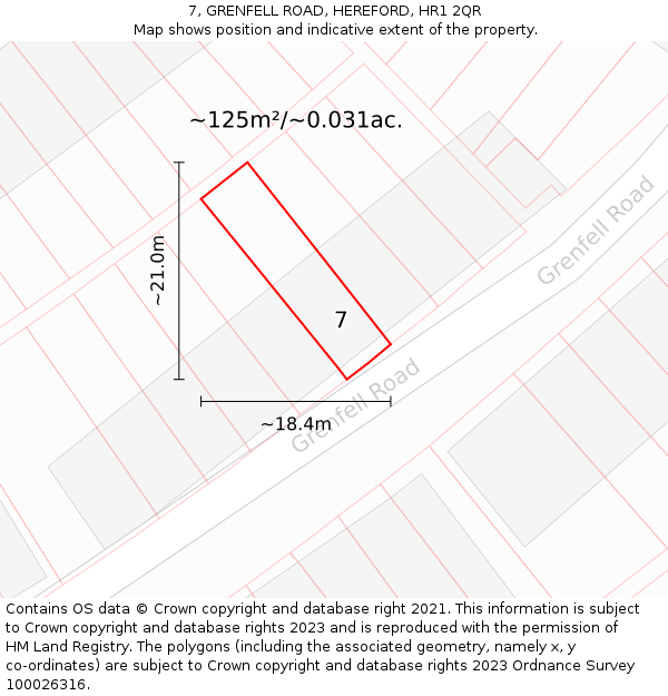 7, GRENFELL ROAD, HEREFORD, HR1 2QR: Plot and title map