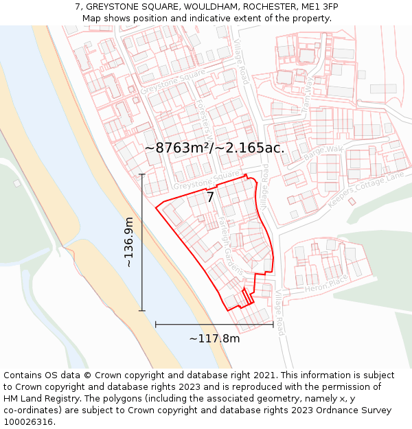 7, GREYSTONE SQUARE, WOULDHAM, ROCHESTER, ME1 3FP: Plot and title map