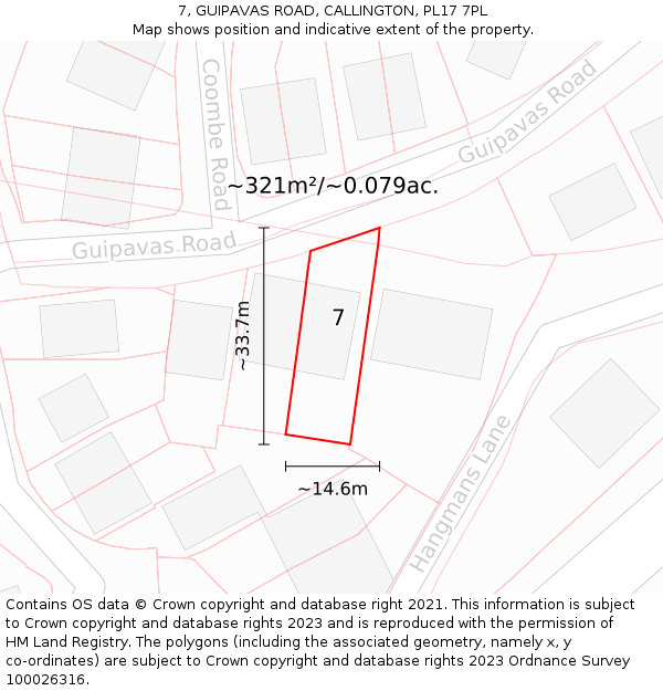 7, GUIPAVAS ROAD, CALLINGTON, PL17 7PL: Plot and title map