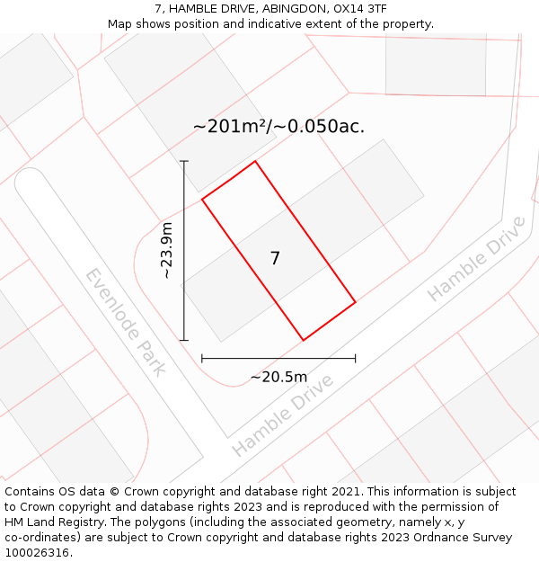 7, HAMBLE DRIVE, ABINGDON, OX14 3TF: Plot and title map