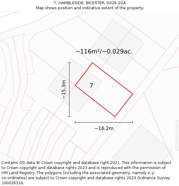 7, HAMBLESIDE, BICESTER, OX26 2GA: Plot and title map