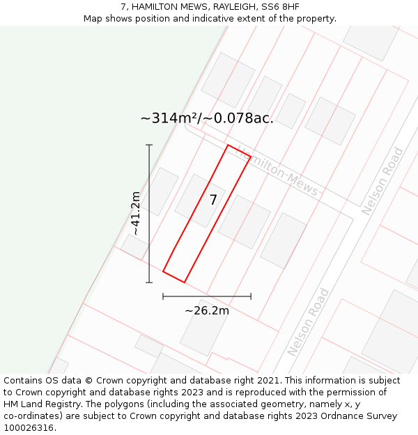 7, HAMILTON MEWS, RAYLEIGH, SS6 8HF: Plot and title map