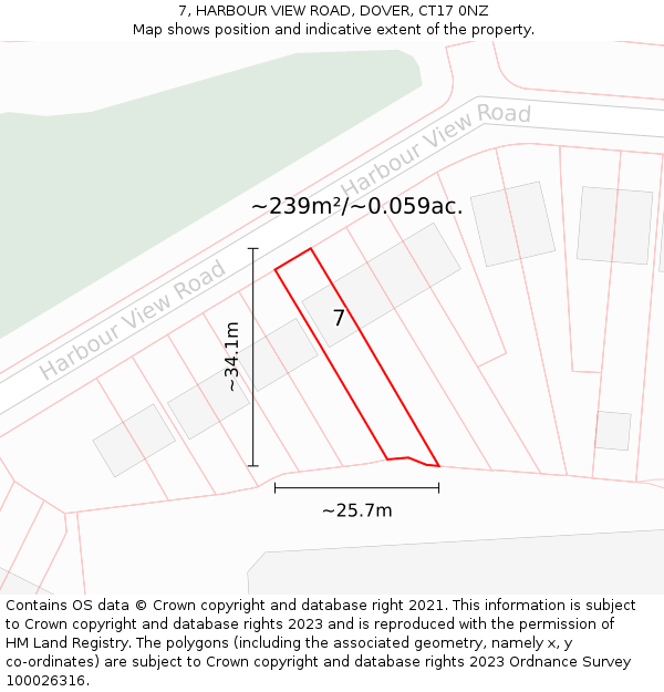 7, HARBOUR VIEW ROAD, DOVER, CT17 0NZ: Plot and title map