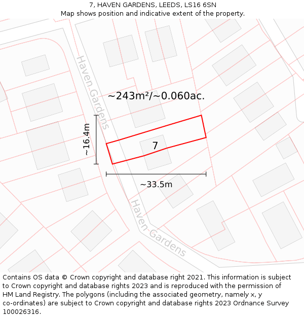 7, HAVEN GARDENS, LEEDS, LS16 6SN: Plot and title map